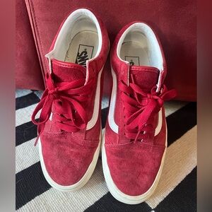 Vans Red Suede Low-Top Sneakers